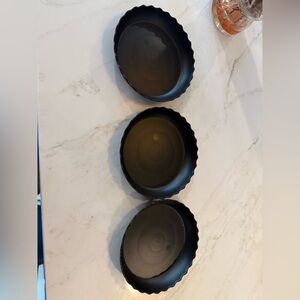 Set of 3 Black Scalloped Edge plant saucer Trays